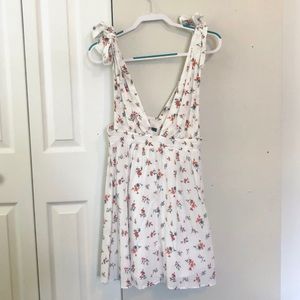 Backless White floral summer dress